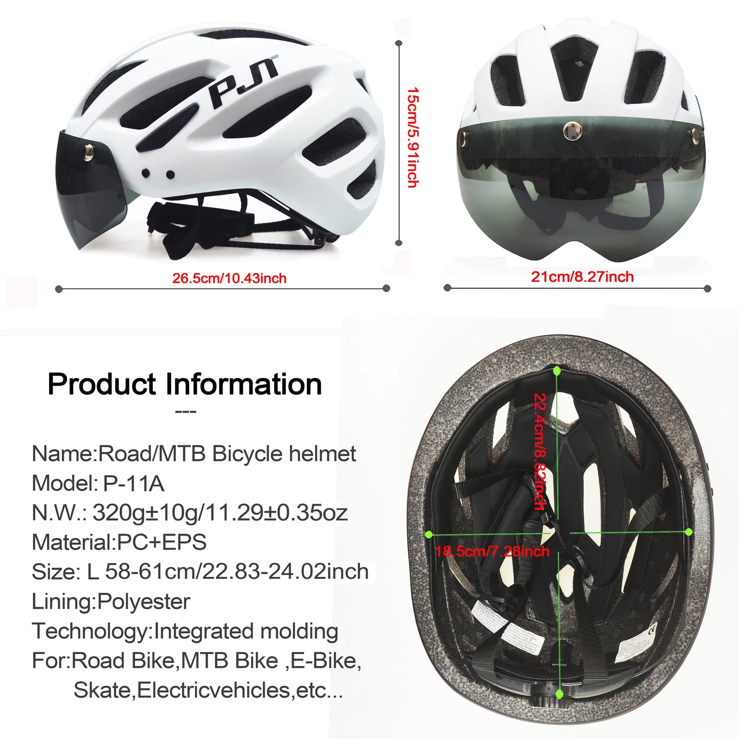 PJT NEW GEN BIKE HELMET WITH VISOR + LED BACKLIGHT