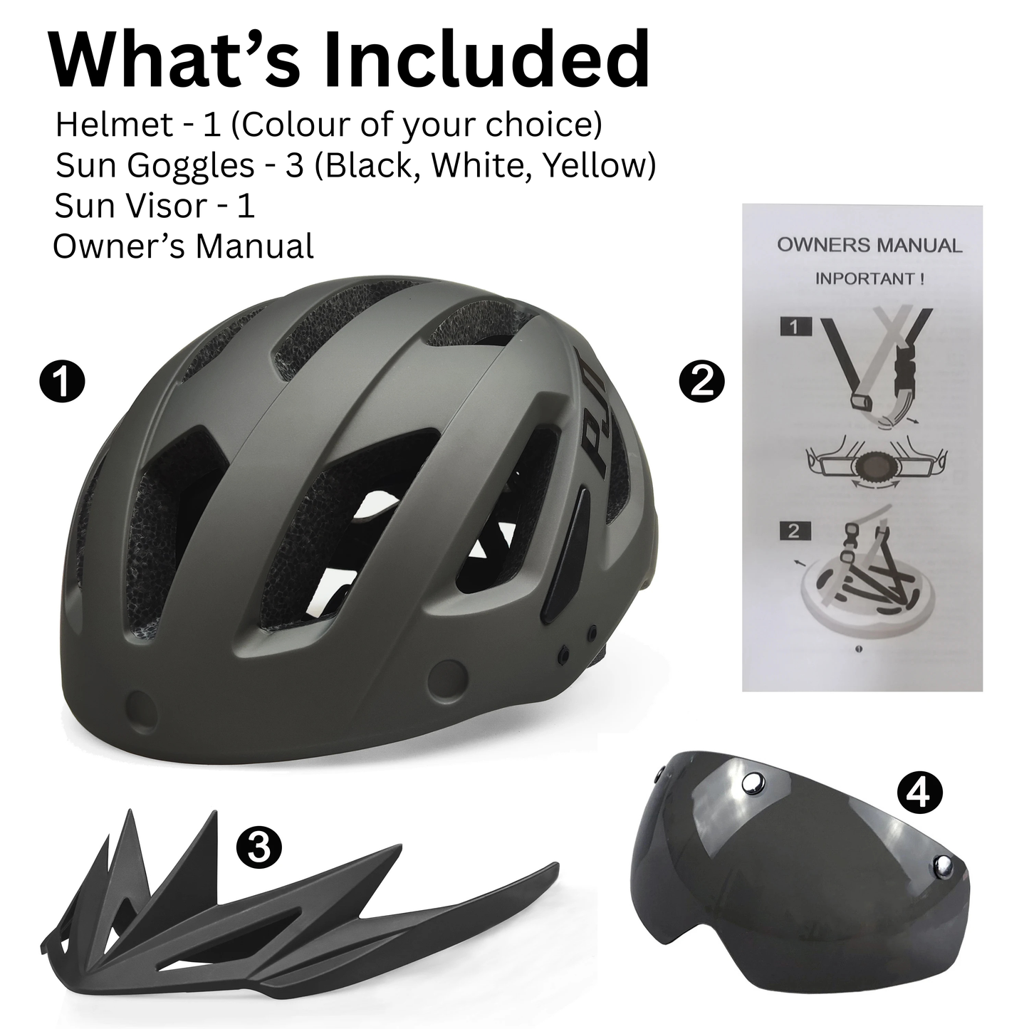 PJT NEW GEN BIKE HELMET WITH VISOR + LED BACKLIGHT