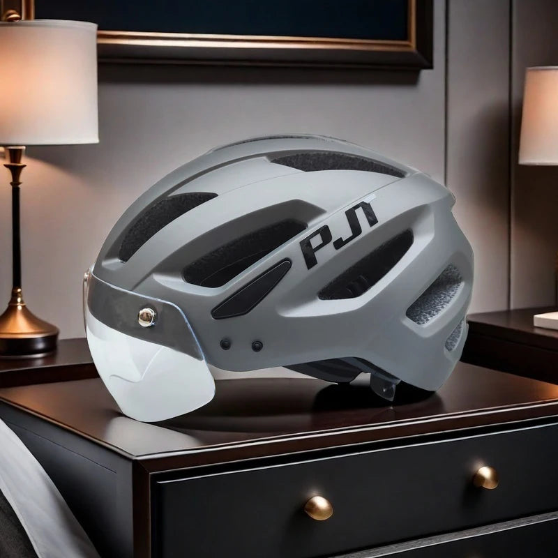 PJT NEW GEN BIKE HELMET WITH VISOR + LED BACKLIGHT
