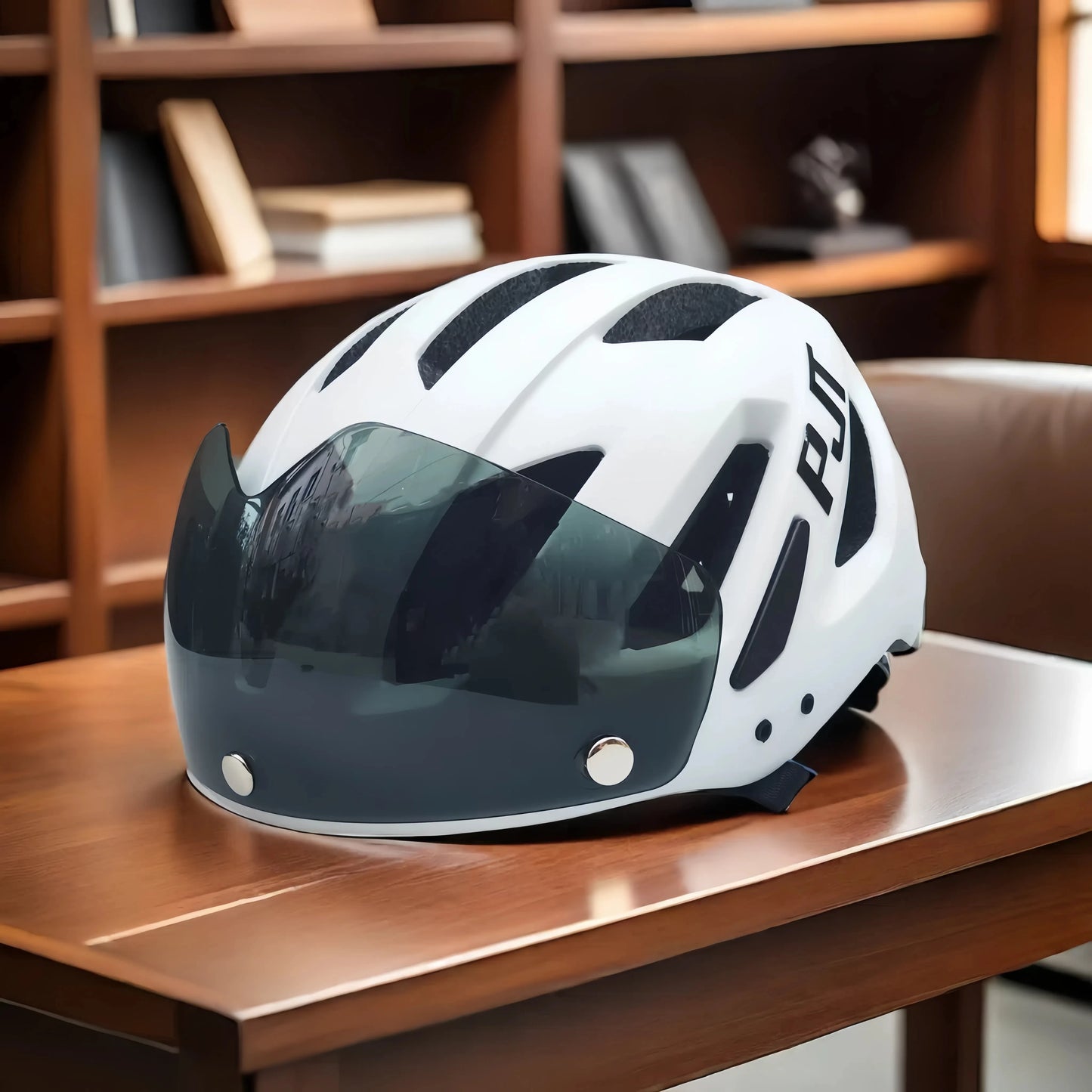 PJT NEW GEN BIKE HELMET WITH VISOR + LED BACKLIGHT